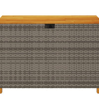 Gartentruhe Grau 110x55x63 cm Poly Rattan Akazienholz