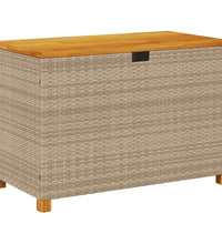 Gartentruhe Beige 110x55x63 cm Poly Rattan Akazienholz