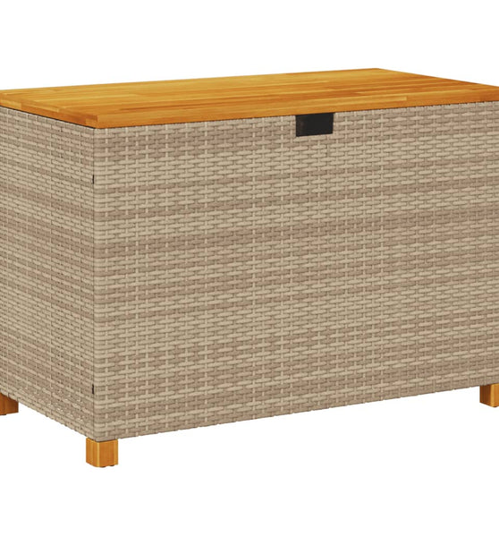 Gartentruhe Beige 110x55x63 cm Poly Rattan Akazienholz