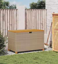 Gartentruhe Beige 110x55x63 cm Poly Rattan Akazienholz