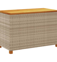 Gartentruhe Beige 110x55x63 cm Poly Rattan Akazienholz