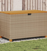 Gartentruhe Beige 110x55x63 cm Poly Rattan Akazienholz