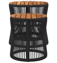 Garten-Beistelltische 2 Stk. mit Holzplatte Schwarz Poly Rattan