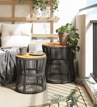 Garten-Beistelltische 2 Stk. mit Holzplatte Grau Poly Rattan