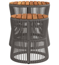 Garten-Beistelltische 2 Stk. mit Holzplatte Grau Poly Rattan