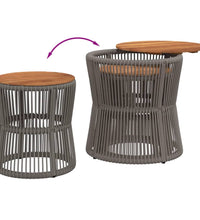 Garten-Beistelltische 2 Stk. mit Holzplatte Grau Poly Rattan