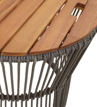 Garten-Beistelltische 2 Stk. mit Holzplatte Grau Poly Rattan