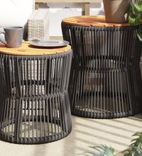 Garten-Beistelltische 2 Stk. mit Holzplatte Grau Poly Rattan