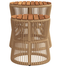 Garten-Beistelltische 2 Stk. mit Holzplatte Beige Poly Rattan