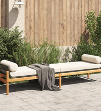 Gartenbank mit Kissen Schwarz Poly Rattan Akazie