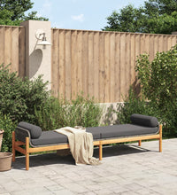 Gartenbank mit Kissen Grau Poly Rattan Akazie