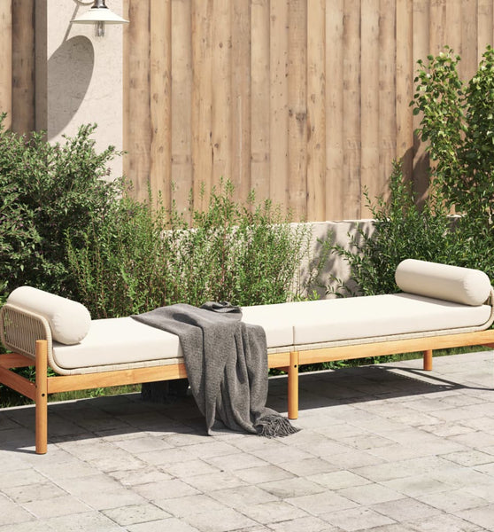 Gartenbank mit Kissen Beige Poly Rattan Akazie