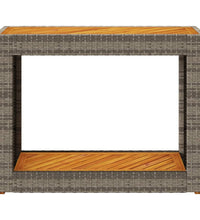 Garten-Beistelltisch mit Holzplatte Grau Poly Rattan