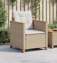 Gartensessel mit Kissen Beige Poly Rattan