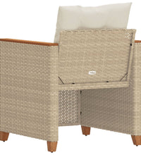 Gartensessel mit Kissen Beige Poly Rattan