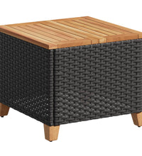 Gartentisch Schwarz 45x45x37 cm Poly Rattan Akazienholz