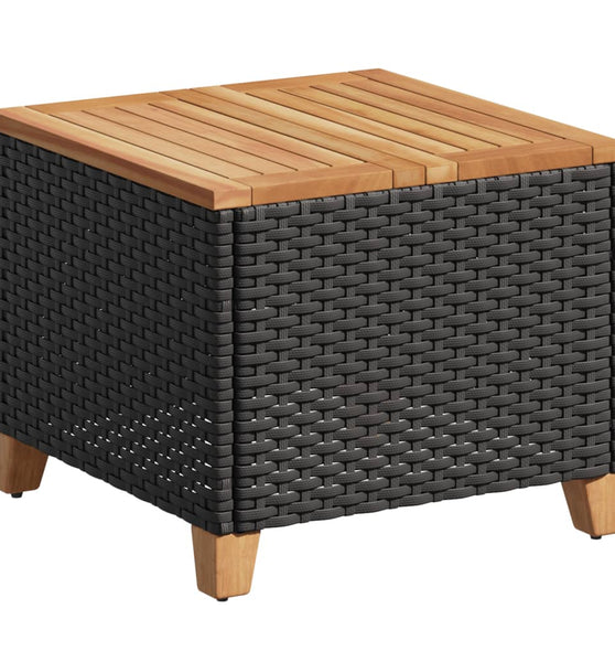 Gartentisch Schwarz 45x45x37 cm Poly Rattan Akazienholz