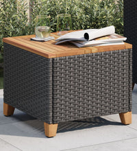 Gartentisch Schwarz 45x45x37 cm Poly Rattan Akazienholz