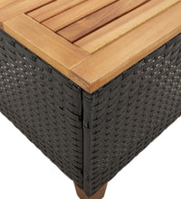 Gartentisch Schwarz 45x45x37 cm Poly Rattan Akazienholz