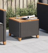 Gartentisch Schwarz 45x45x37 cm Poly Rattan Akazienholz