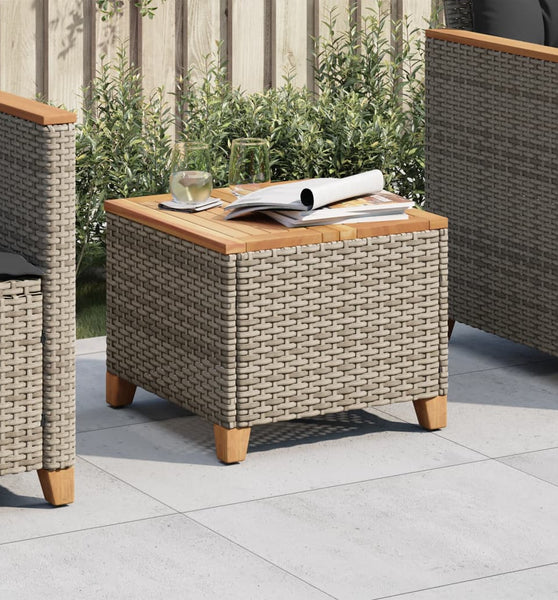 Gartentisch Grau 45x45x37 cm Poly Rattan Akazienholz