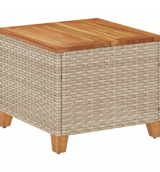 Gartentisch Beige 45x45x37 cm Poly Rattan Akazienholz