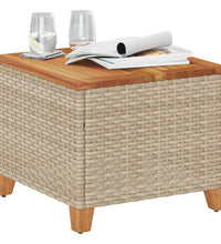 Gartentisch Beige 45x45x37 cm Poly Rattan Akazienholz