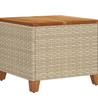 Gartentisch Beige 45x45x37 cm Poly Rattan Akazienholz