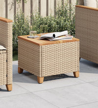 Gartentisch Beige 45x45x37 cm Poly Rattan Akazienholz