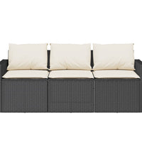 Gartensofa mit Kissen 3-Sitzer Schwarz Poly Rattan