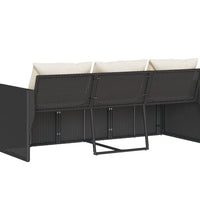 Gartensofa mit Kissen 3-Sitzer Schwarz Poly Rattan