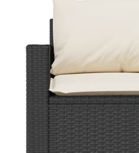 Gartensofa mit Kissen 3-Sitzer Schwarz Poly Rattan