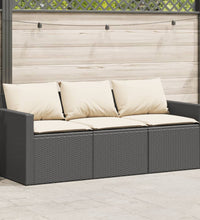 Gartensofa mit Kissen 3-Sitzer Schwarz Poly Rattan