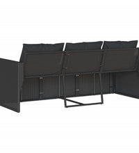 Gartensofa mit Kissen 3-Sitzer Schwarz Poly Rattan