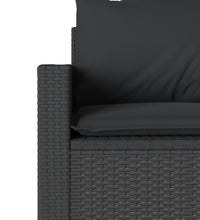 Gartensofa mit Kissen 3-Sitzer Schwarz Poly Rattan