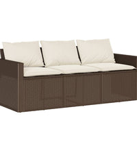 Gartensofa mit Kissen 3-Sitzer Braun Poly Rattan