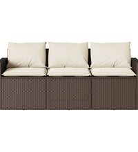 Gartensofa mit Kissen 3-Sitzer Braun Poly Rattan