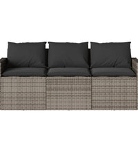 Gartensofa mit Kissen 3-Sitzer Grau Poly Rattan