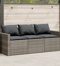 Gartensofa mit Kissen 3-Sitzer Grau Poly Rattan