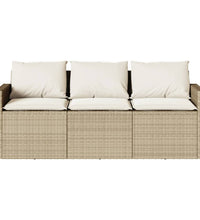 Gartensofa mit Kissen 3-Sitzer Beige Poly Rattan