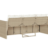 Gartensofa mit Kissen 3-Sitzer Beige Poly Rattan