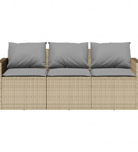 Gartensofa mit Kissen 3-Sitzer Beige Poly Rattan