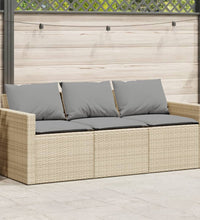 Gartensofa mit Kissen 3-Sitzer Beige Poly Rattan