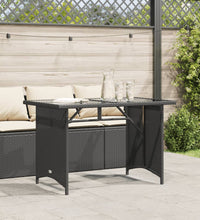 Gartentisch mit Glasplatte Schwarz 110x68x70 cm Poly Rattan