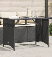 Gartentisch mit Glasplatte Schwarz 110x68x70 cm Poly Rattan