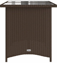 Gartentisch mit Glasplatte Braun 110x68x70 cm Poly Rattan