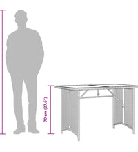 Gartentisch mit Glasplatte Braun 110x68x70 cm Poly Rattan