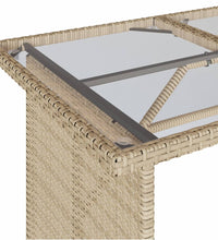 Gartentisch mit Glasplatte Beige 110x68x70 cm Poly Rattan