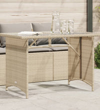 Gartentisch mit Glasplatte Beige 110x68x70 cm Poly Rattan