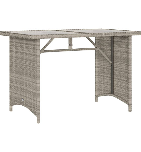 Gartentisch mit Glasplatte Hellgrau 110x68x70 cm Poly Rattan